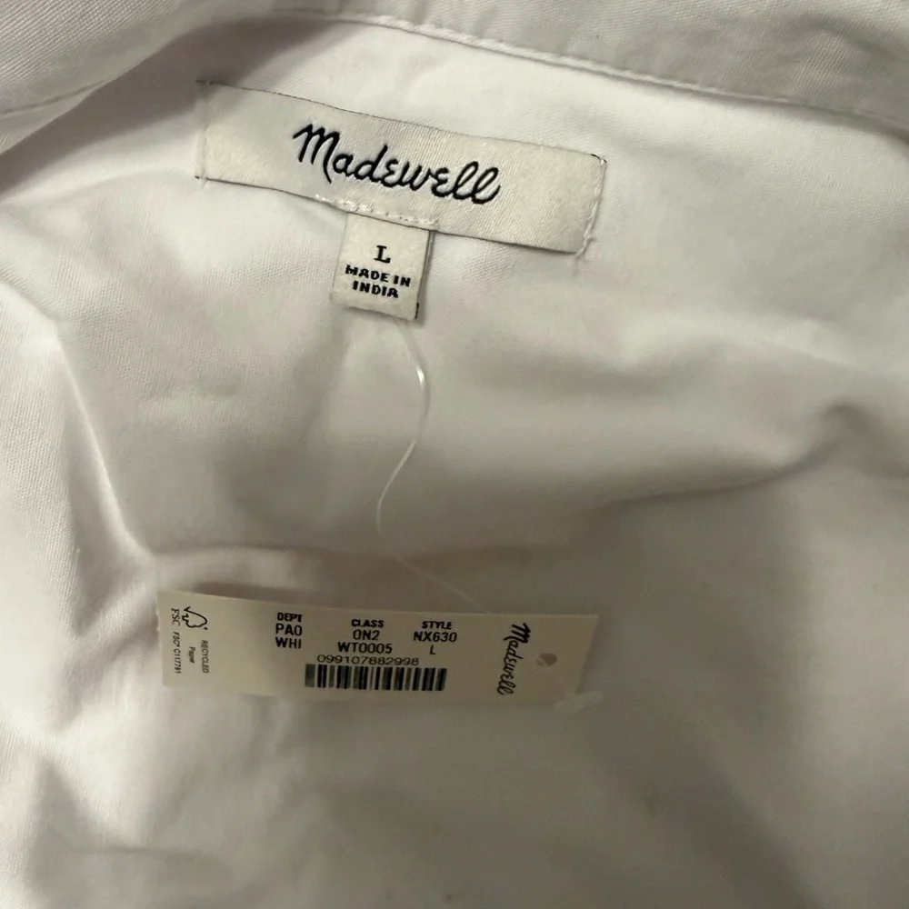 Madewell Oversized Fit Lightweight Oxford Shirt Blouse NWT L White - Picture 8 of 10
